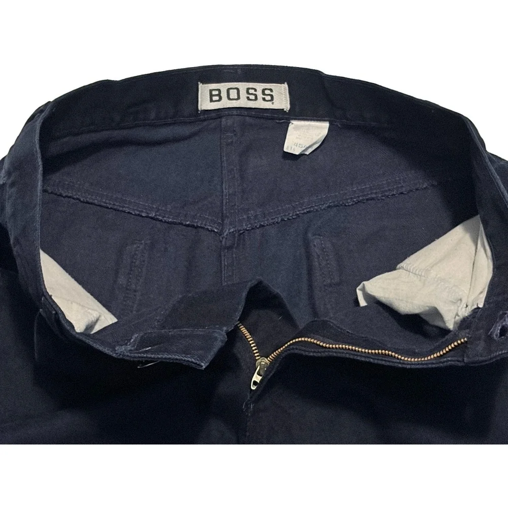 VTG 90s Boss Jeans Baggy Wide Leg Dark Wash Navy Made in USA Denim Skater 32x34
